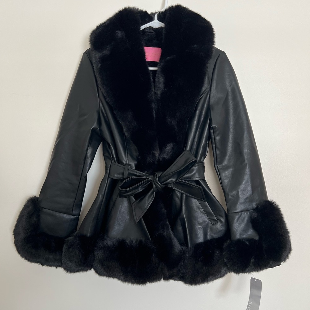 Vegan Leather and Faux Fur Coat!!! NWT!